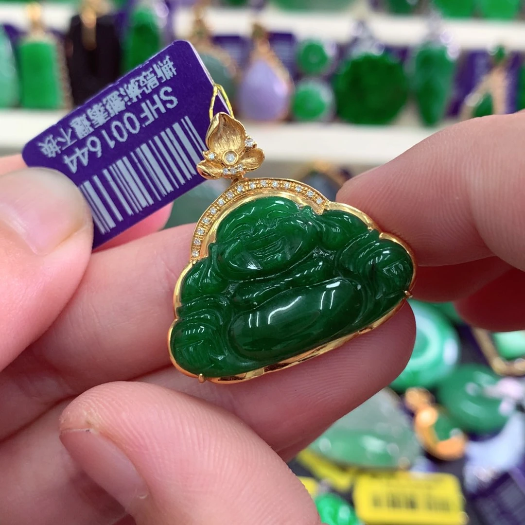 翡翠18K金镶嵌吊坠(不含链)