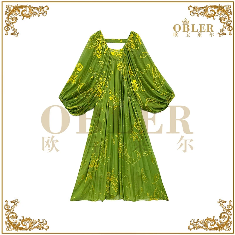 【欧宝莱尔】2025新款气质时尚轻奢莫奈女装连衣裙6106-277