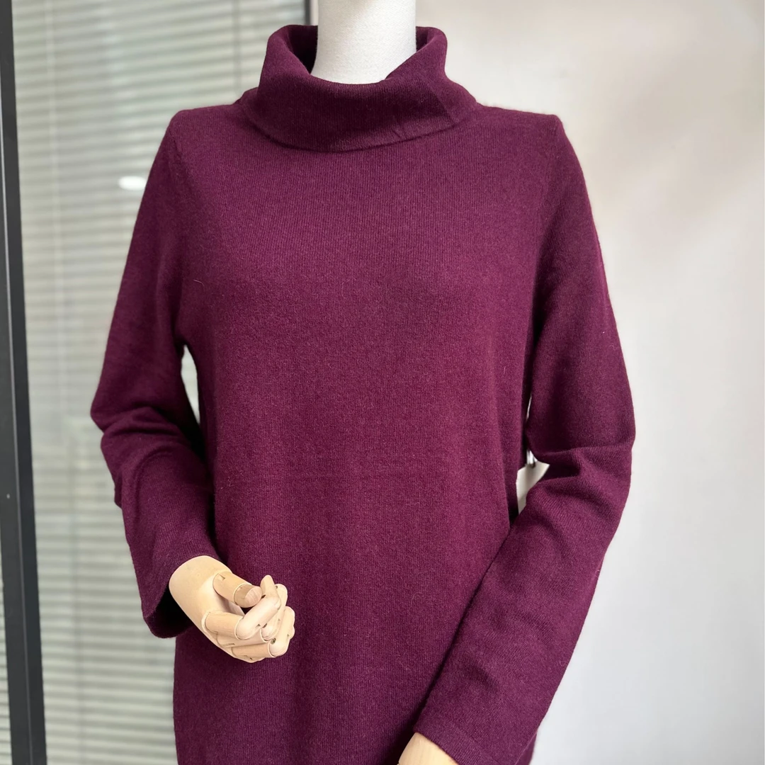 女款高领中长款羊绒衫    yfc077