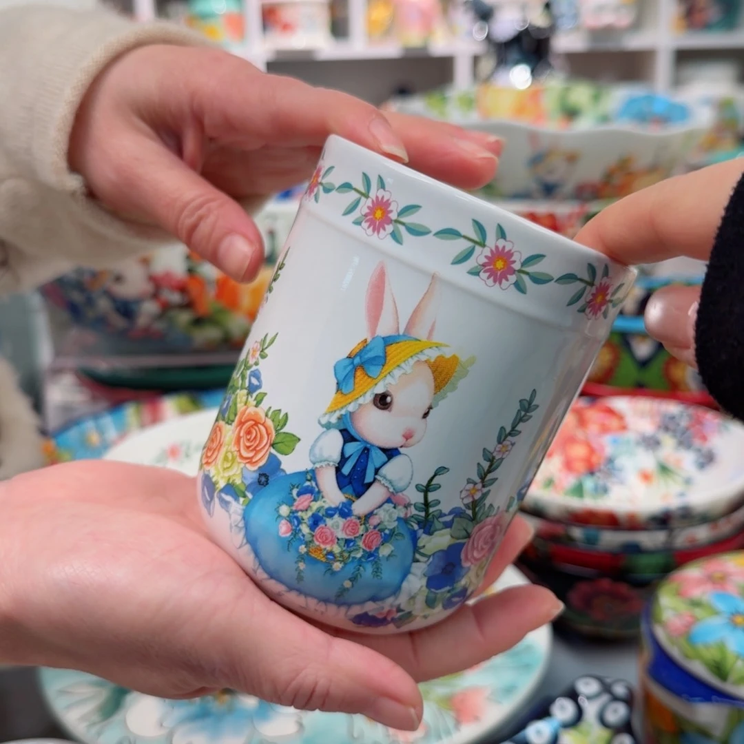 瓷片400毫升南瓜兔手握杯一只