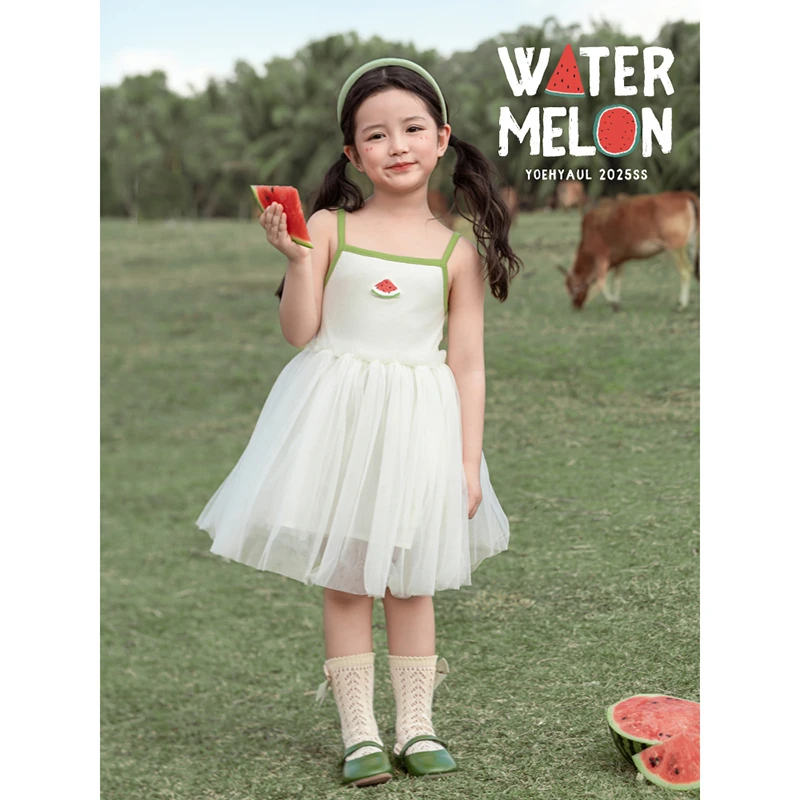 YOEHYAUL/幼悠夏伍波下{冰爽西瓜}女童夏季休闲原创连衣裙X4753