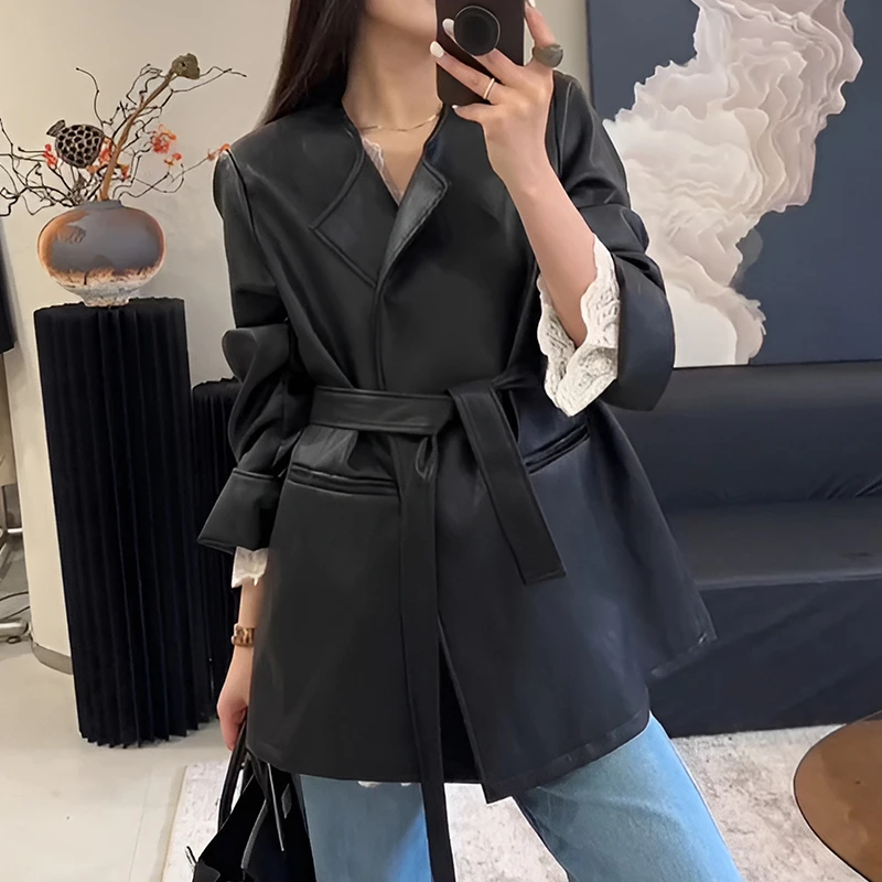 复古皮衣外套女2025春秋新款设计高级感宽松显瘦气质老钱风上衣