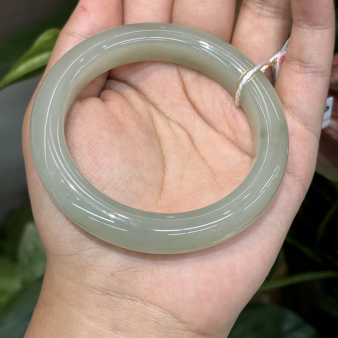 090297wt和田玉青海料晴水手镯圈口约58.5克重约69.26g