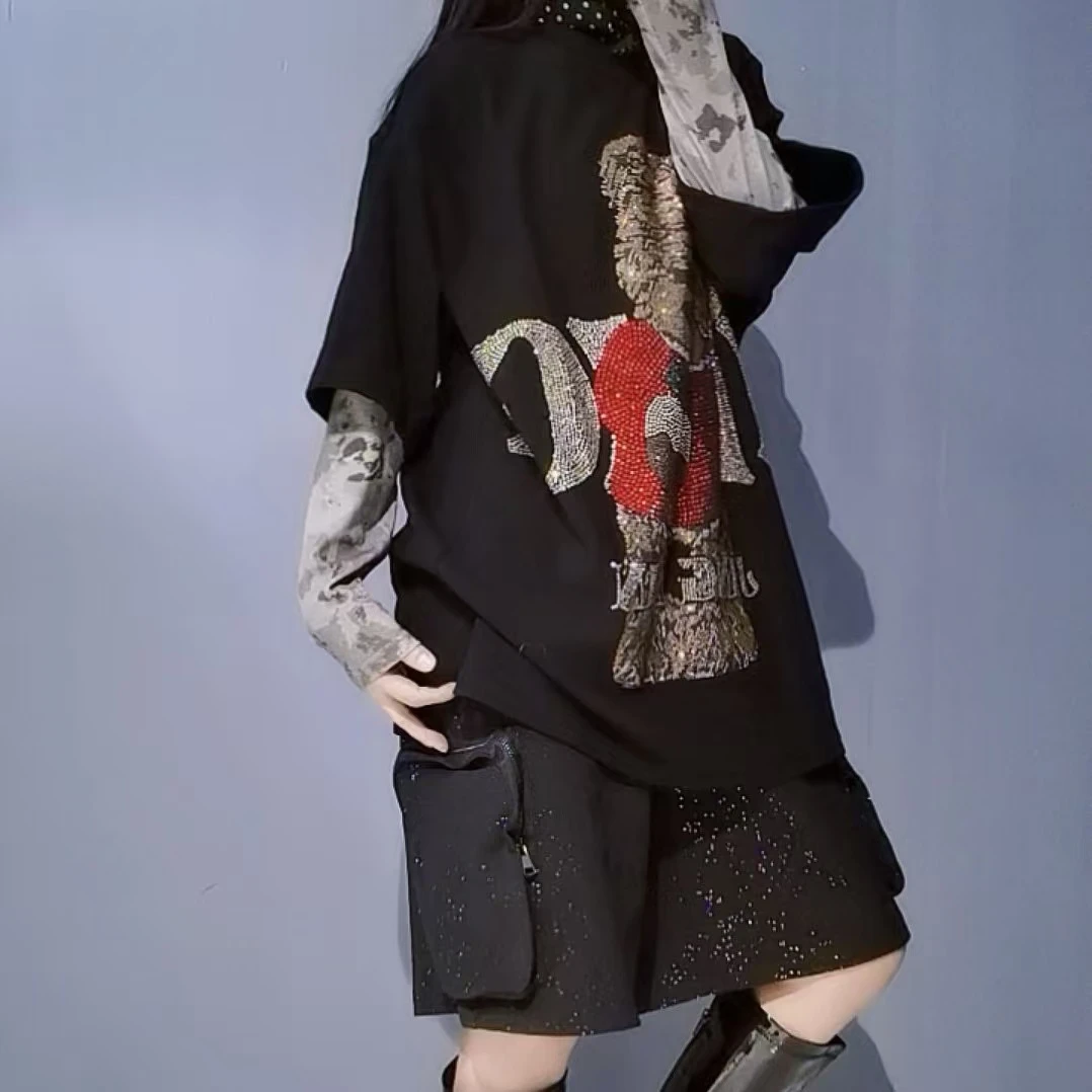 新款潮牌休闲宽松个性重工百搭时尚圆领短袖