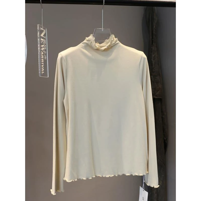 【双层木耳领】亲肤慕斯绒！饭饭新款打底女装保暖半高领上衣女