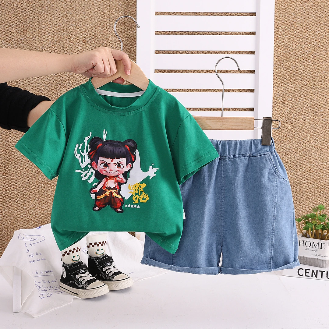 【沫沫家】男女宝夏季卡通薄款短袖套装洋气中小儿童休闲两件套潮