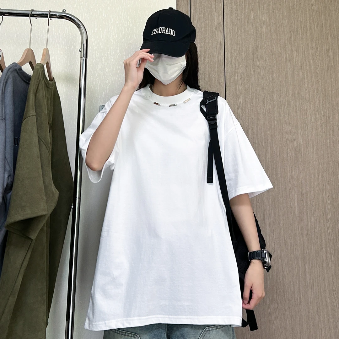 美式纯棉t恤男款潮牌宽松百搭短袖圆领小众设计感半袖情侣体恤ins