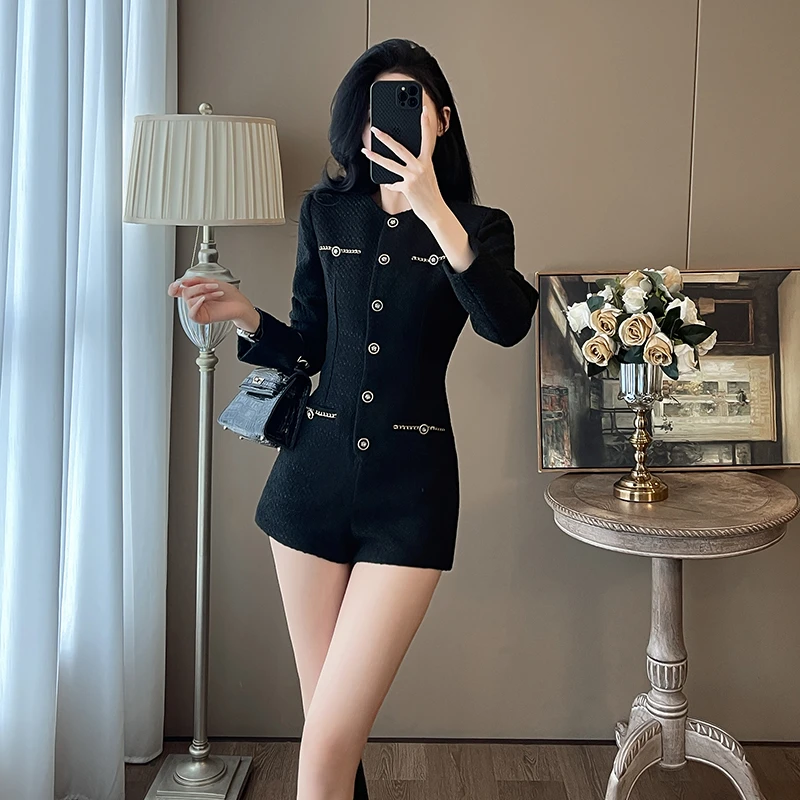 秋季气质女神范高端连衣裤小个子高腰显瘦减龄小香风工装连体裤