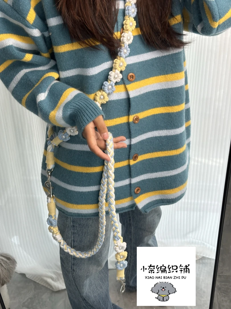手工编织宠物可拆卸斜挎式牵引绳（成品）