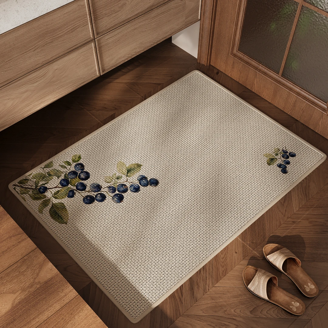忘忧虫亚麻浴室吸水地垫新中式卫生间玄关防滑脚垫厕所速干地毯