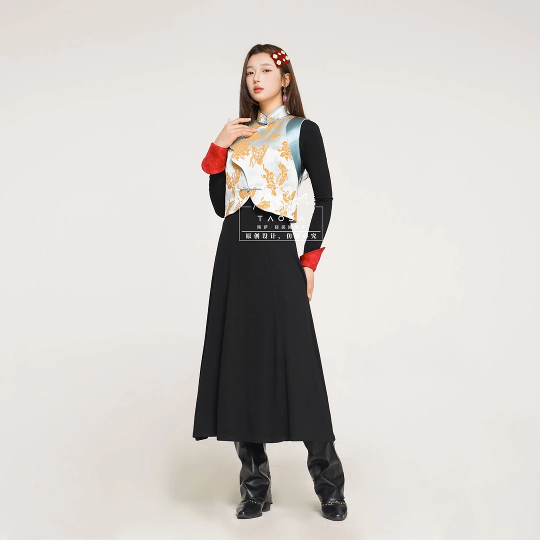 【陶萨】M043-新年限定拼色马甲   陶萨原创轻民族服饰