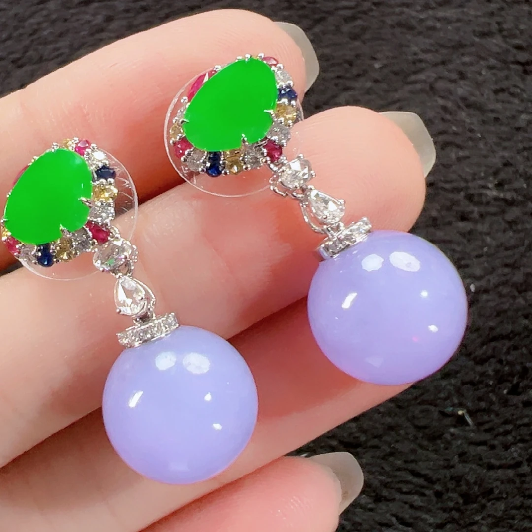 翡翠18K金镶嵌耳饰【两用款】签收后24小时鉴赏期