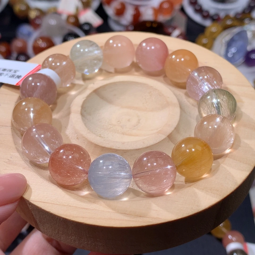 未镶嵌手链水晶彩兔毛13mm