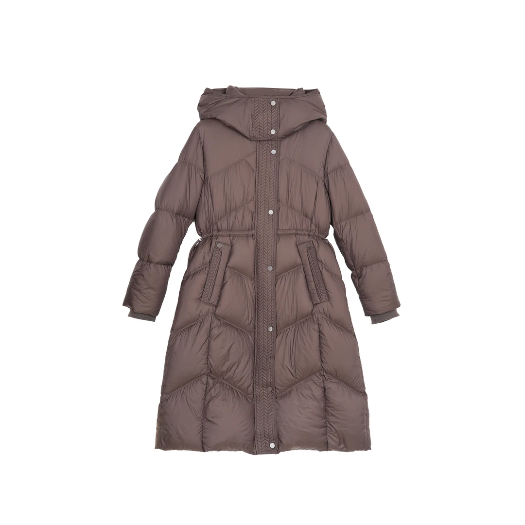 白鹅绒泡芙羽绒服女冬季中长款修身收腰气质保暖外套HN052-129