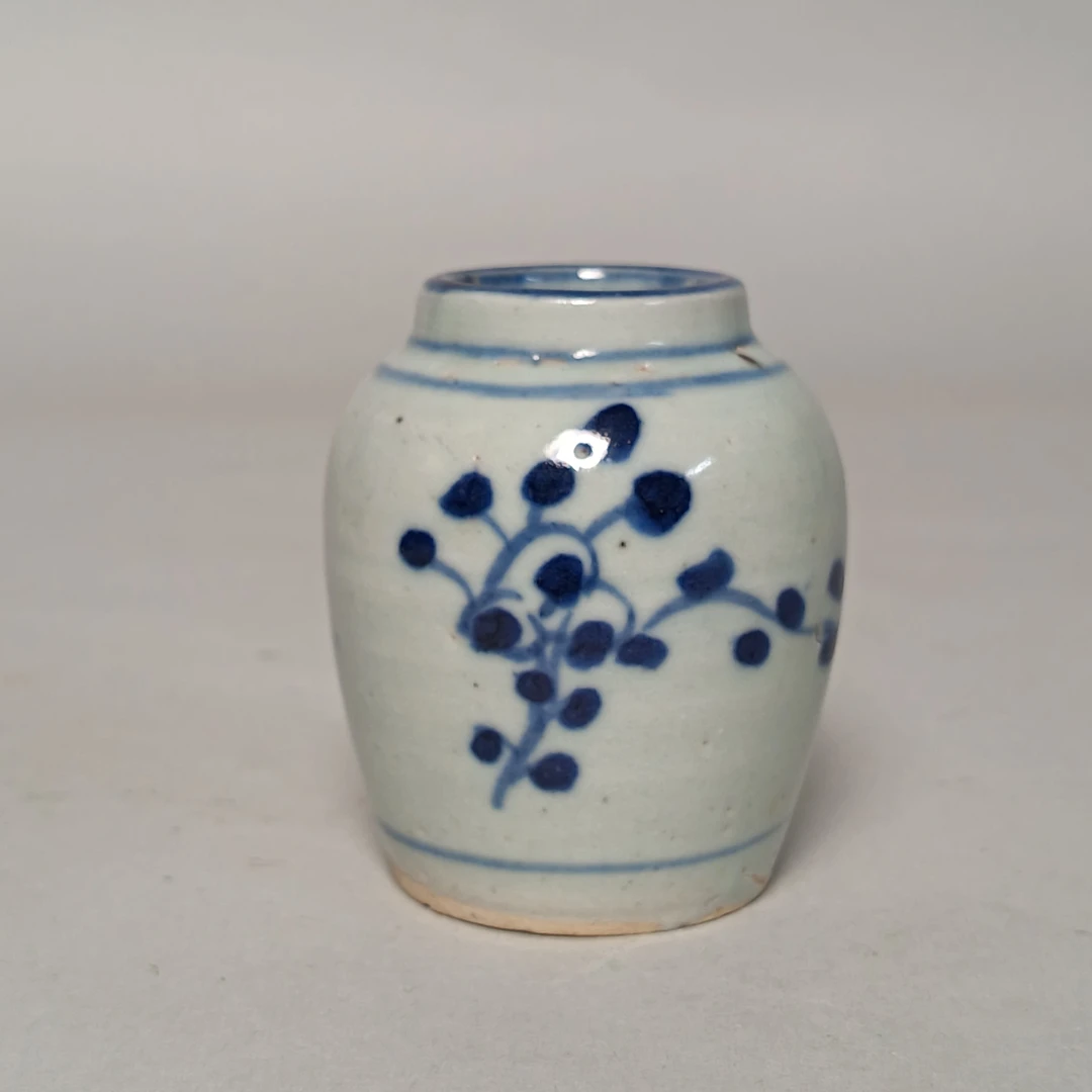 【010011234】明代 青花花卉罐