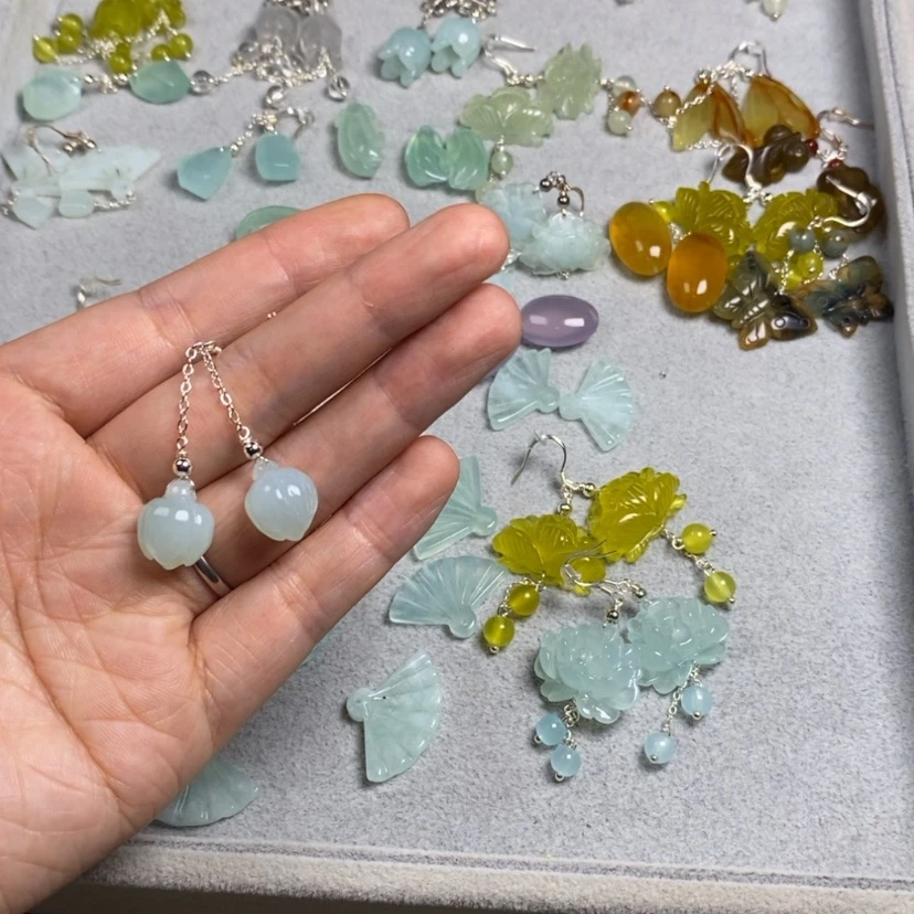 【闪购商品】蛇纹石玉未镶嵌挂件耳饰耳环项链