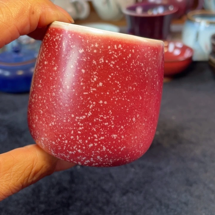 摆件钧瓷柿叶红闻香杯