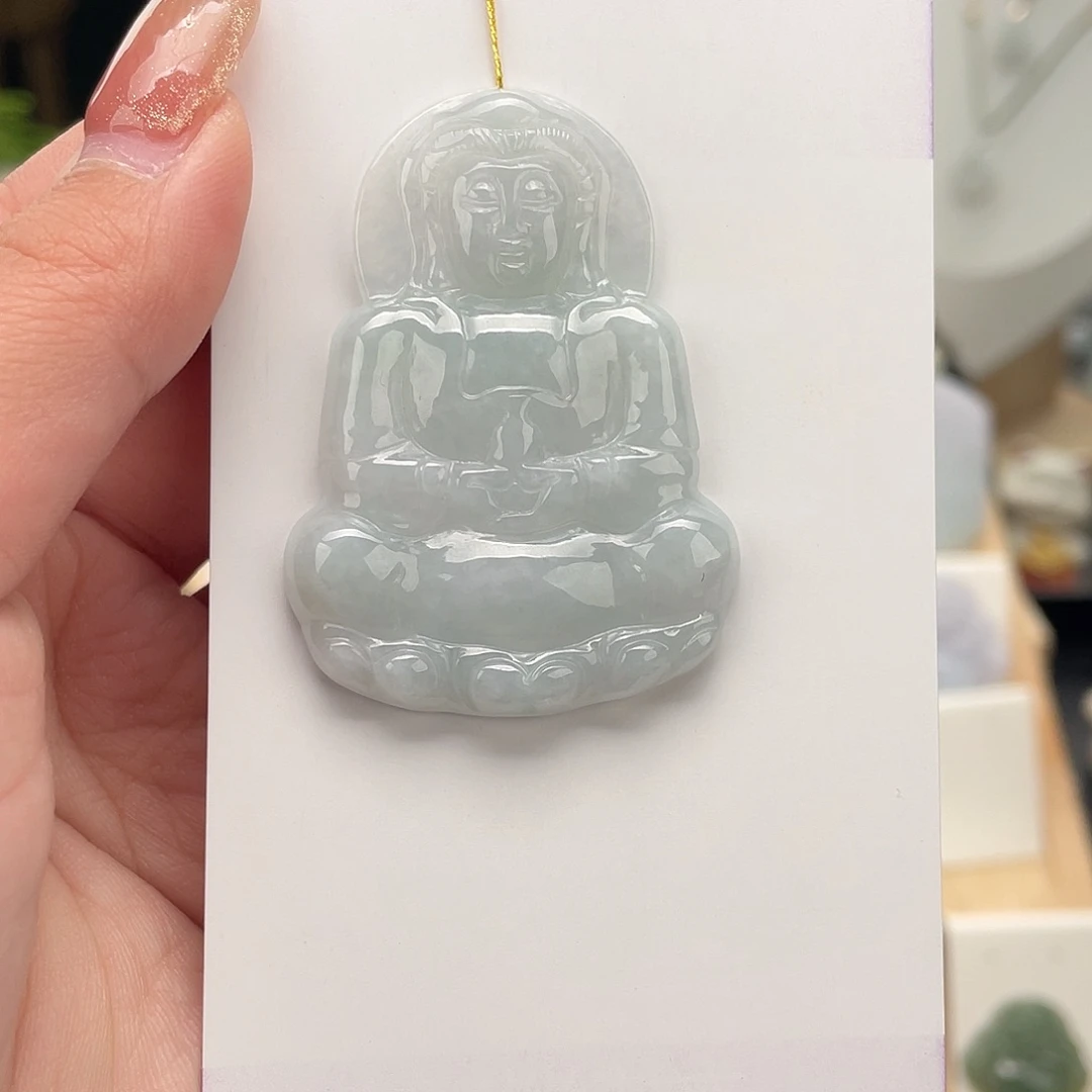 翡翠未镶嵌颈饰观音