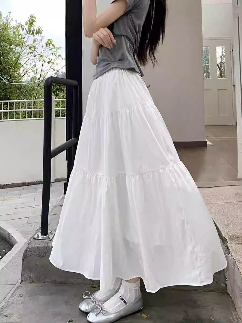 9161韩版百搭高腰半身裙优雅显瘦气质柔软雪纺半裙轻盈裙子蛋糕裙
