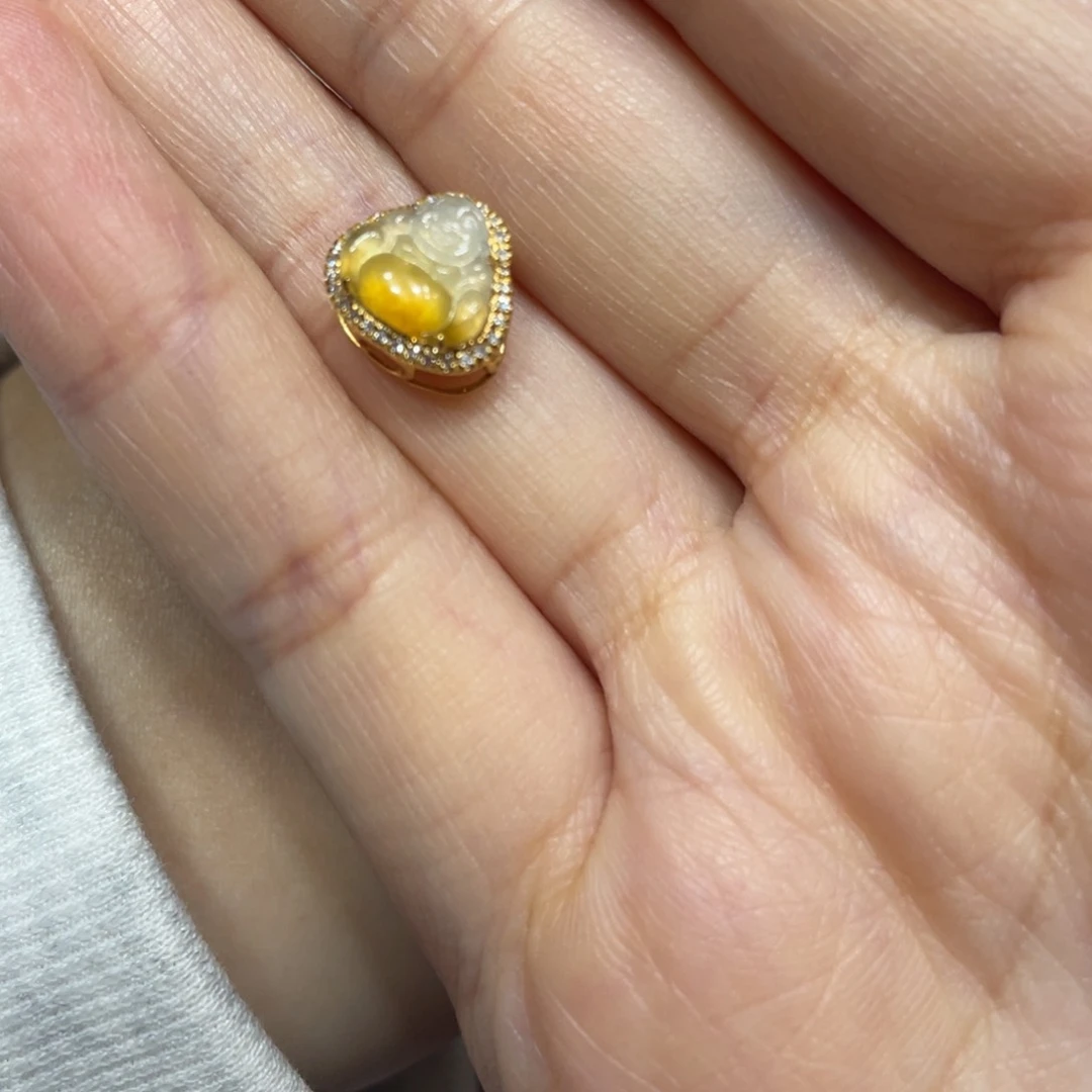 翡翠颈饰18K金镶嵌V**-天然