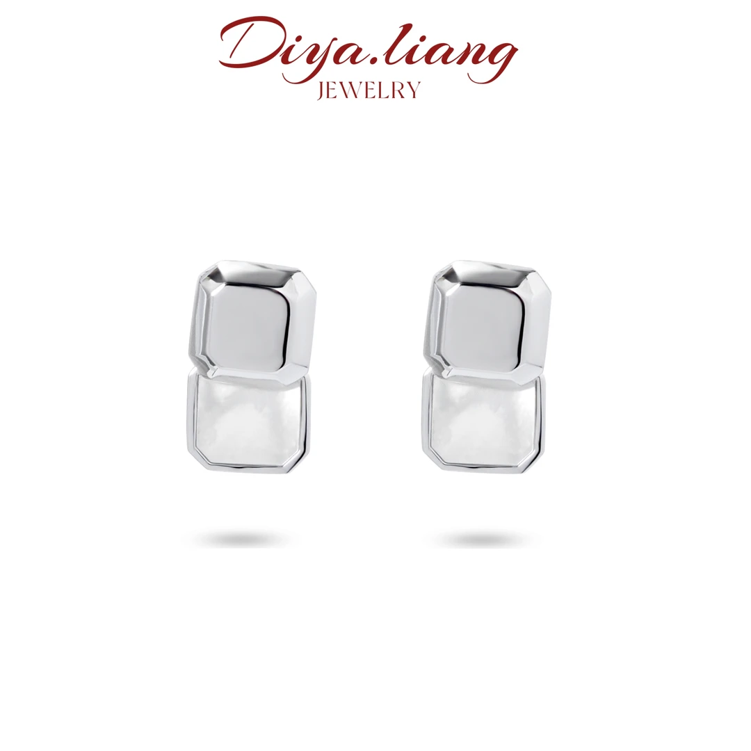 925银耳饰 梁雅帝七夕专属【几何移动方块】时尚百搭气质纯银耳饰