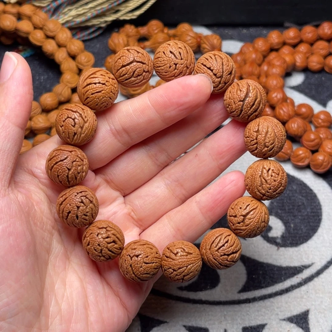 桃核手串龙纹绣球15