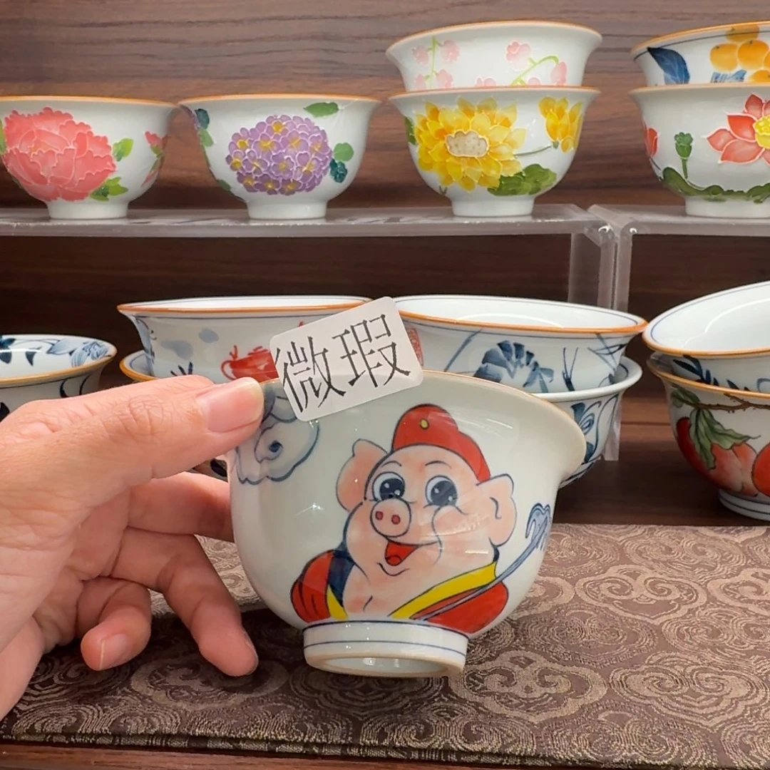 釉下手绘茶具微瑕