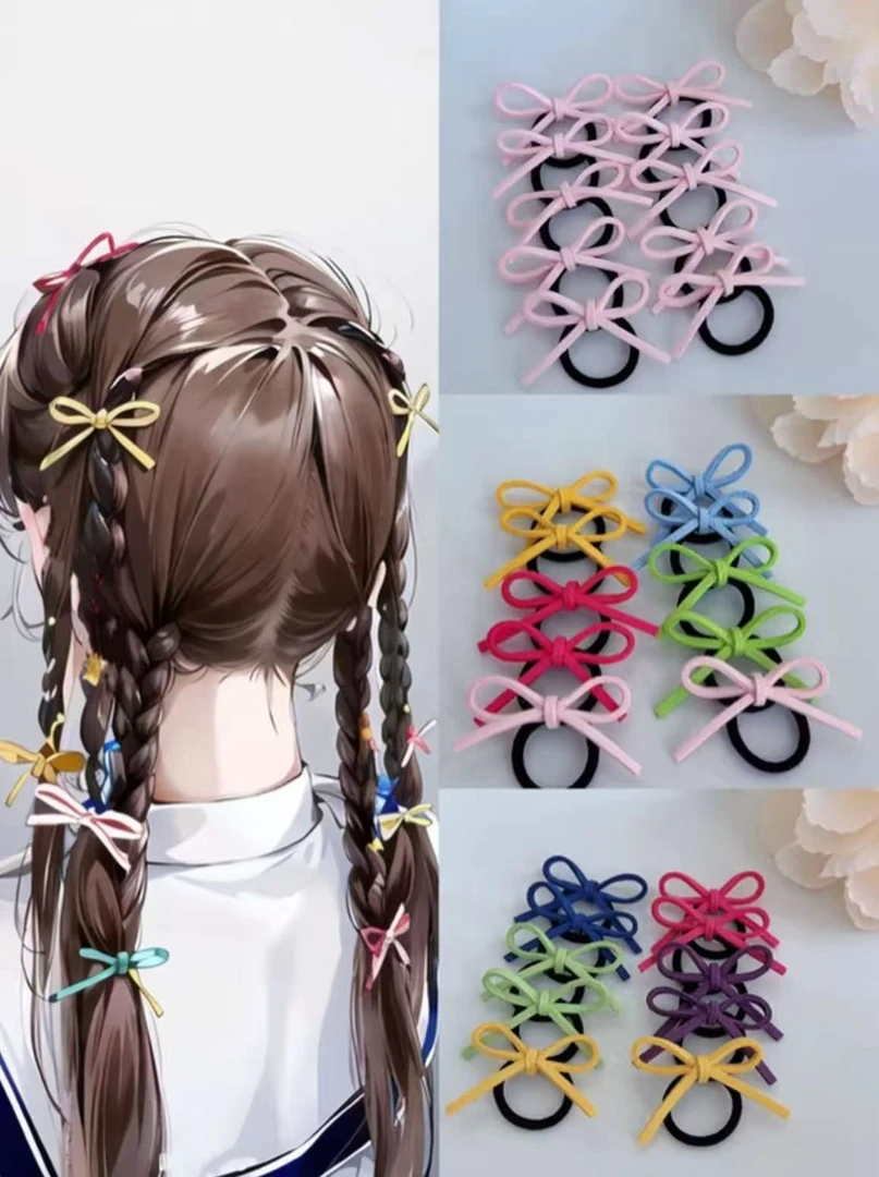 新款韩系拇指蝴蝶结发圈儿童宝宝多巴胺发圈手工高弹力皮筋女
