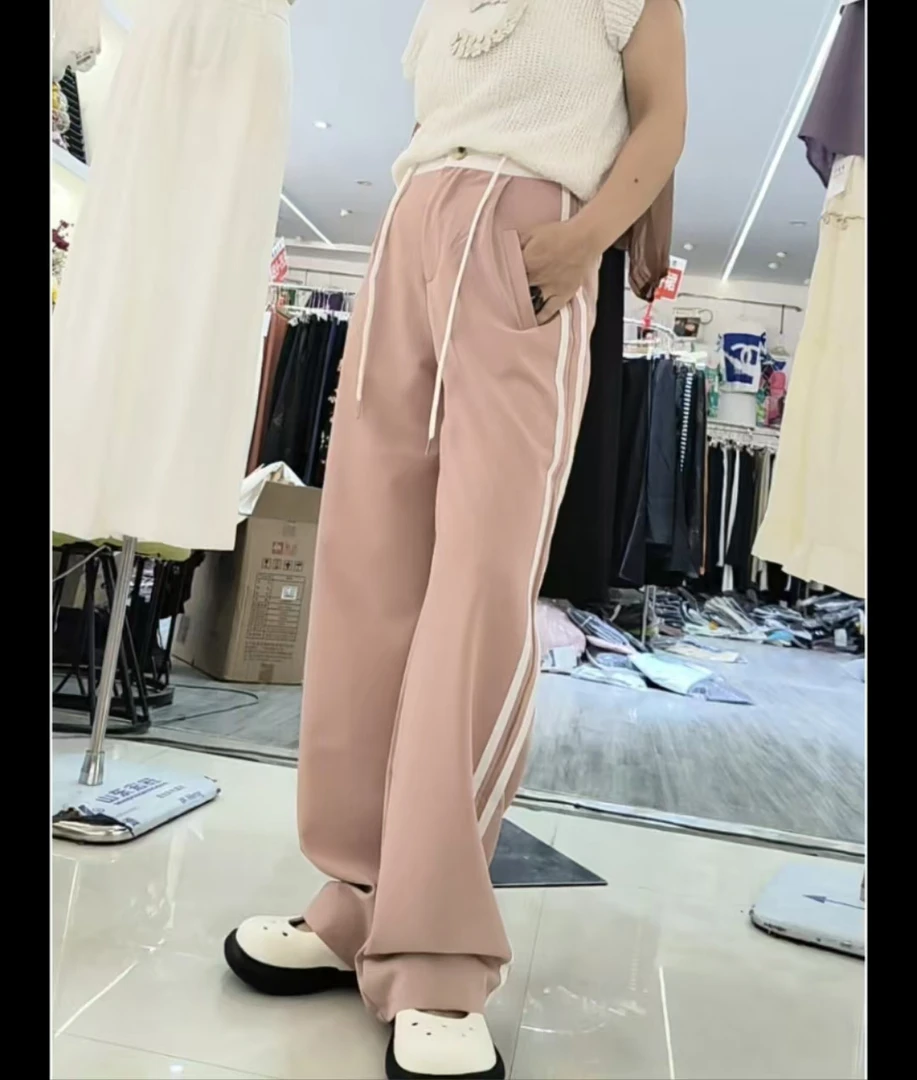 直筒裤显瘦口袋休闲高腰宽松夏季薄款时尚休闲裤8171