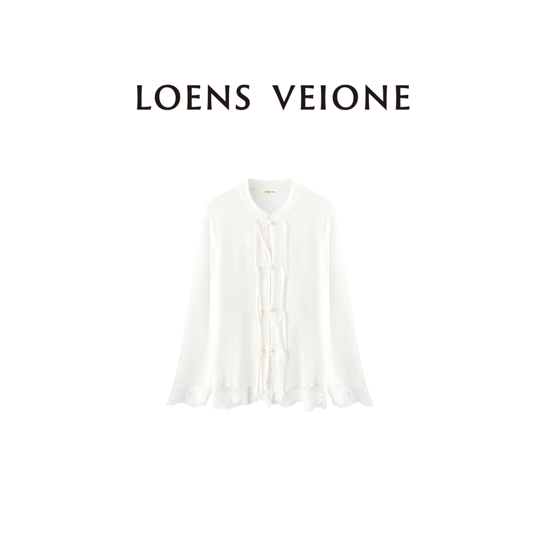 LOENS VEIONE/罗拉 新中式蕾丝提花衬衣25CVBA0166N
