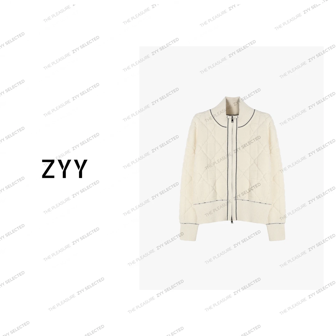 ZYY【布蕾冬季】2024S/S新品保暖菱形格设计拉链毛针织衫X24DZ1226