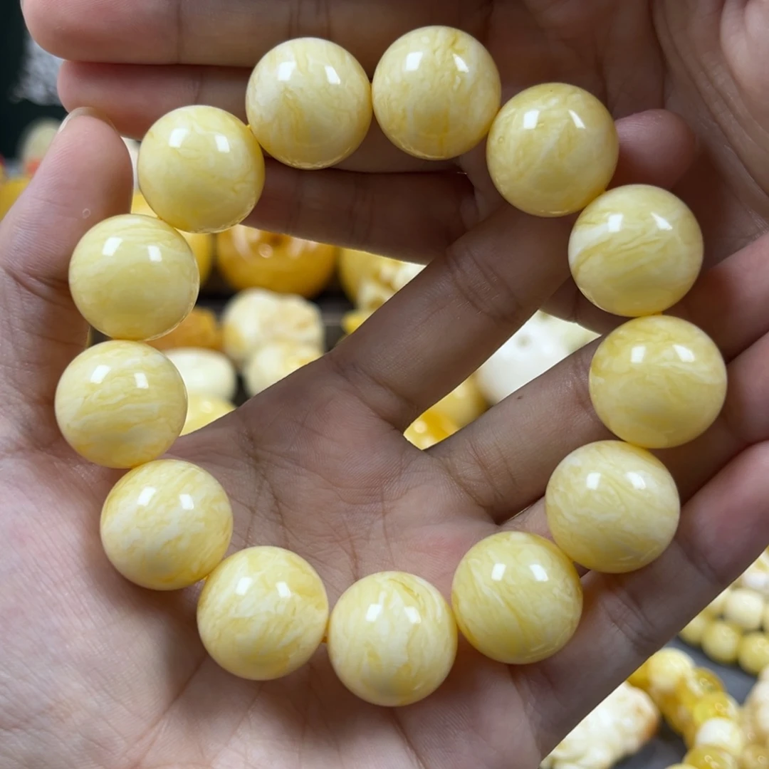 琥珀未镶嵌手串同料18mm