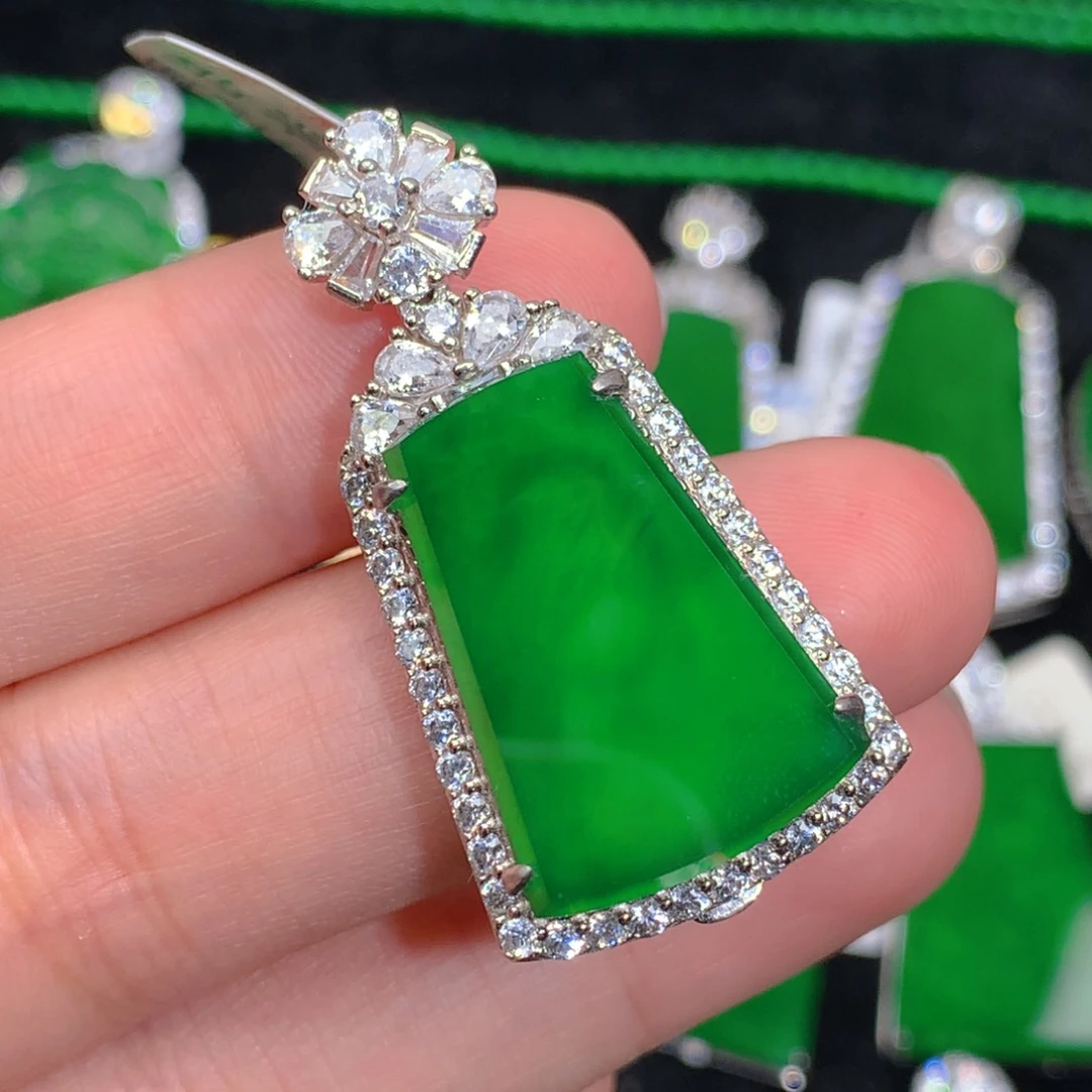 翡翠吊坠(不含链)银S925镶嵌