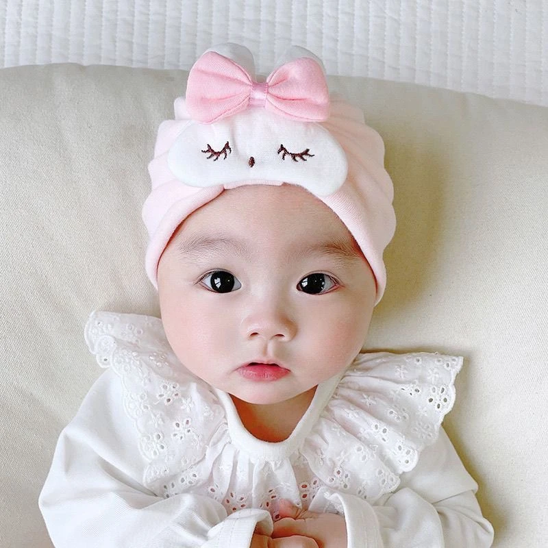 婴幼儿无骨胎帽春秋季新生儿护囟门帽可爱兔子女宝宝印度帽公主