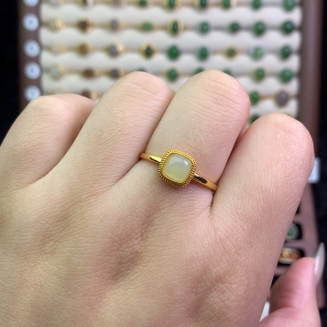 和田玉银S925镶嵌戒指