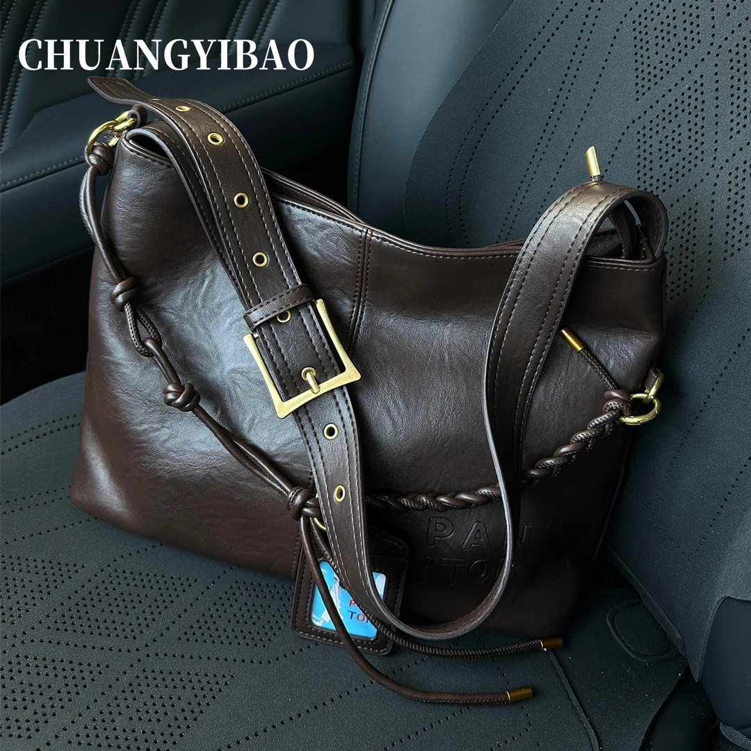 超火咖色大容量托特包包女2025新款秋冬轻奢小众高级感单肩斜挎包