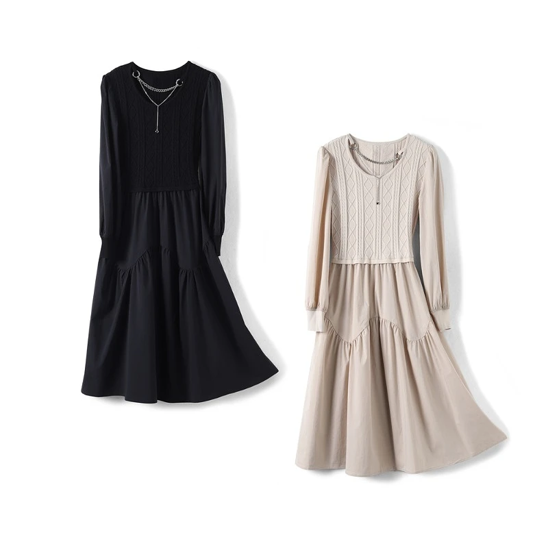 27741【简系列】拼接气质连衣裙97931354