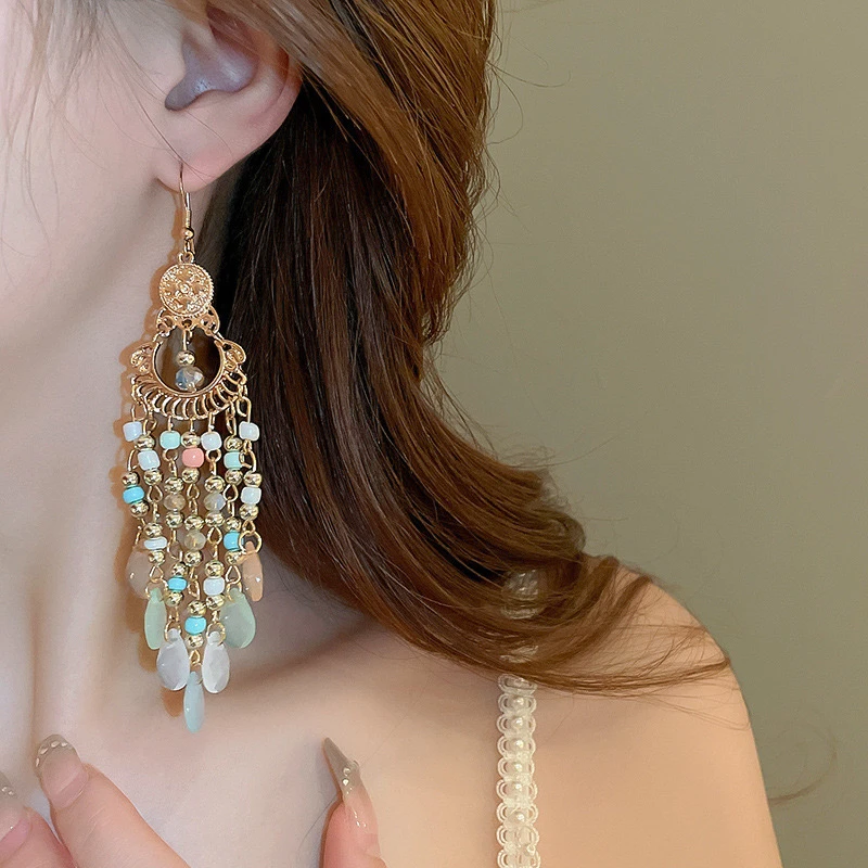 铜合金耳饰 【享漫】波西米亚风个性长款耳环度假风古典耳饰