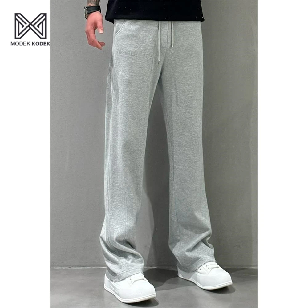 MODEK KODEK男士抽绳百搭口袋休闲裤秋冬季垂感运动宽松直筒卫裤