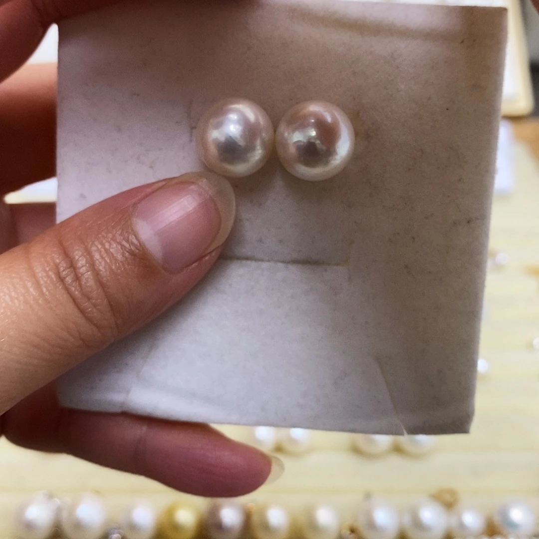 耳饰银S925镶嵌淡水珍珠
