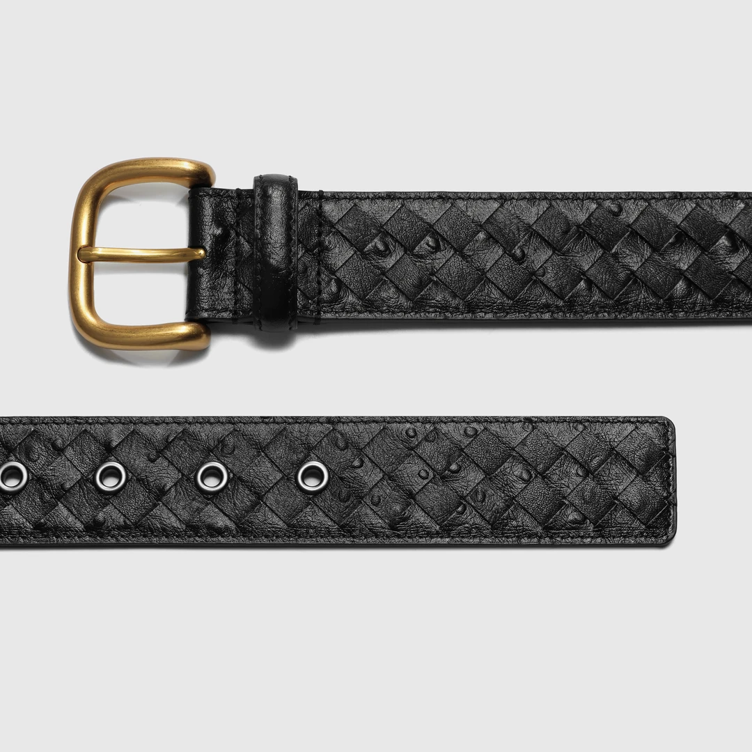 驼鸟纹4.0厘米宽BONNAKE VACOOL头层小牛皮男士时尚商务腰带