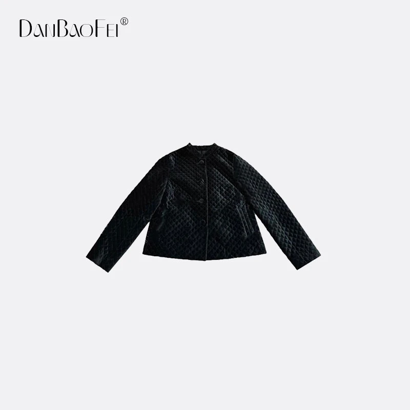 【雅雅】  复古经典菱纹100棉绒面奶奶棉服外套 YLM00233