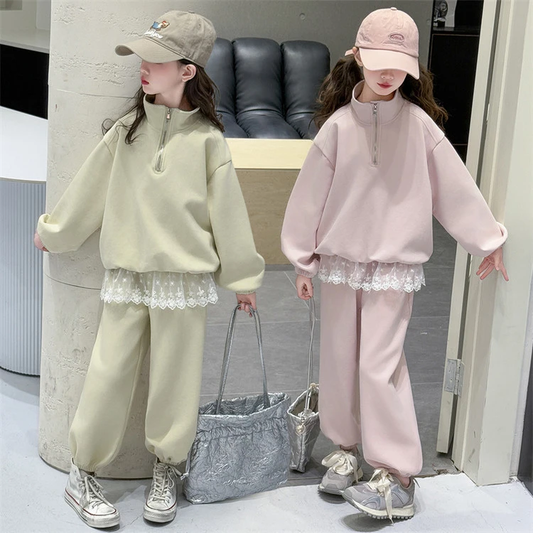 女童运动套装2025新款中大童洋气时髦卫衣卫裤休闲两件套女孩春装