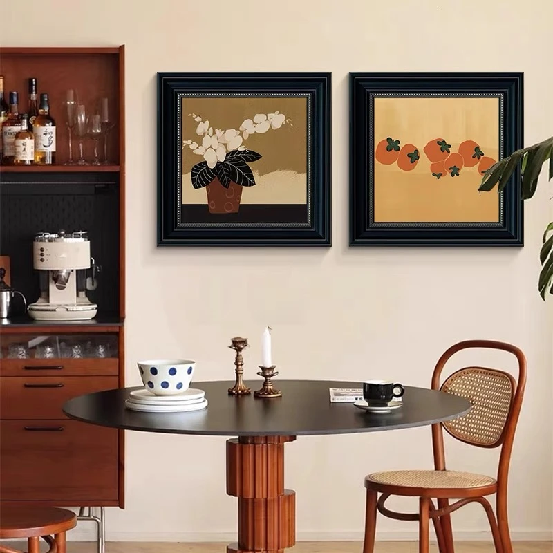 A01四联中古风玄关法式复古餐厅挂画轻奢矮柜摆画卧室四联4040