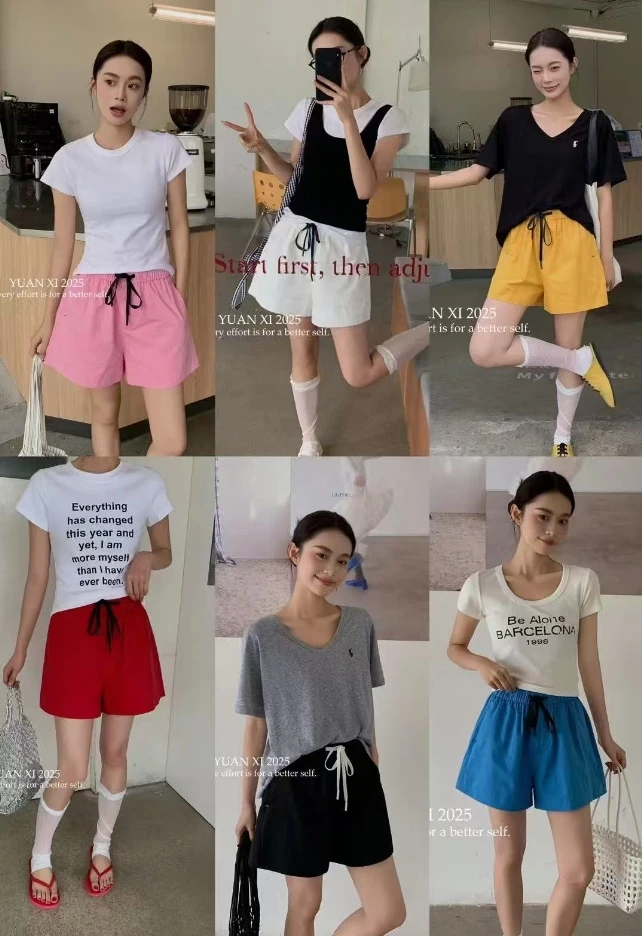 温柔瑶-元熙#休闲抽绳宽松百搭短裤#8249（裤长36cm）