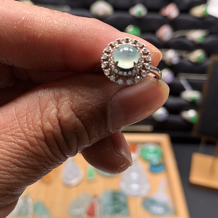 翡翠银S925镶嵌戒指