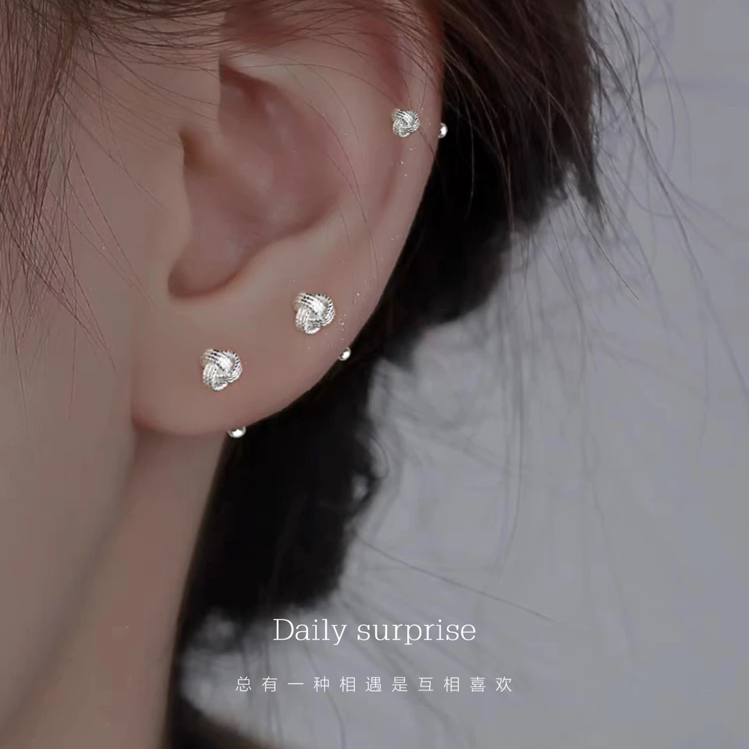 Dailysurprise 足银耳饰 足银999螺丝纹款线团耳钉