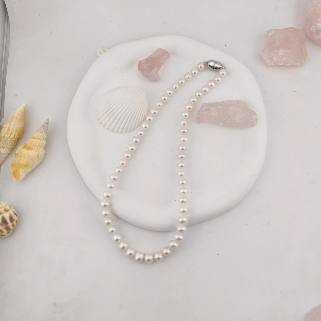 【母亲节礼物】7.3-8.3mm淡水无核珍珠项链 S925银 JYX049