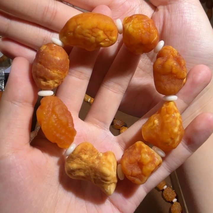 琥珀未镶嵌手链蜜蜡海漂手串
