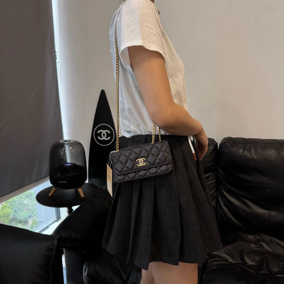 95新 Chanel/香奈儿 山茶花金柱链条包/1765